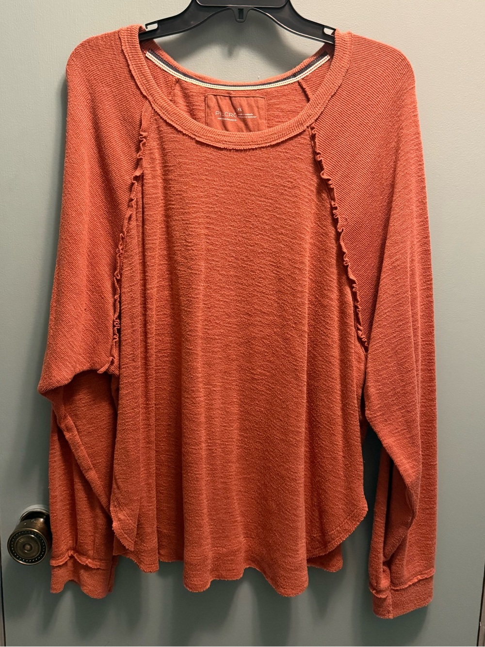 Women's Lightweight Long-Sleeve Knit Top - Rust Orange